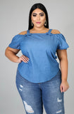 Cold Shoulder Denim Top (Plus)