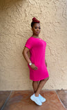 Everyday Tee Dress (Hot Pink)